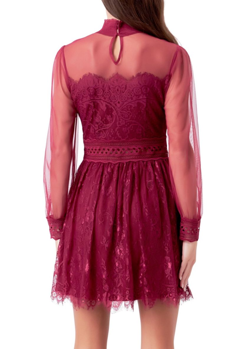 Long Sleeve Lace Mini Dress