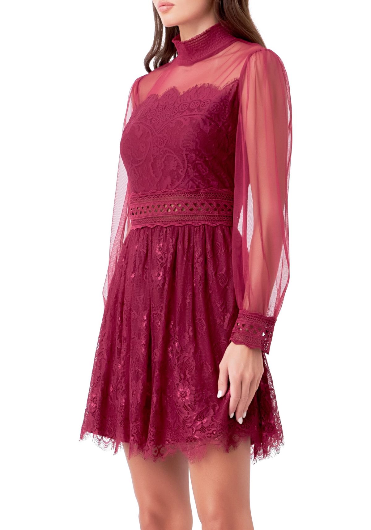 Long Sleeve Lace Mini Dress