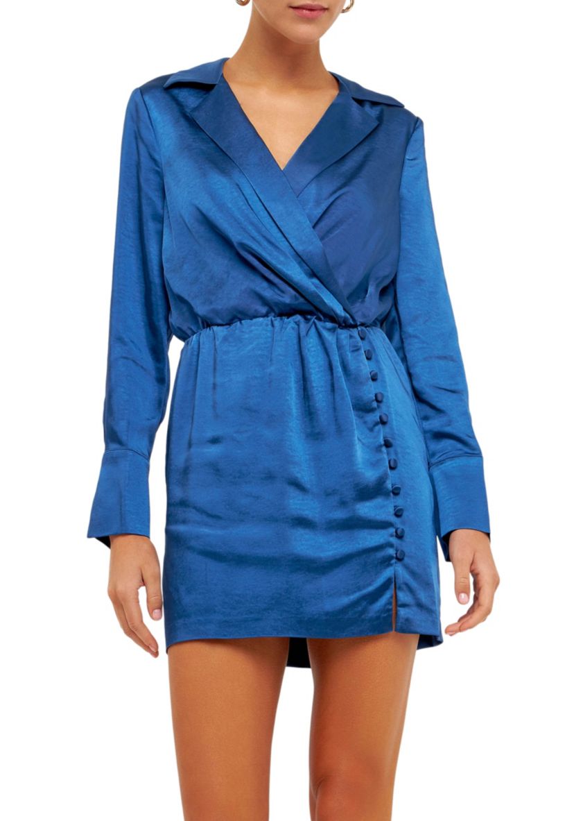 Long Sleeve Satin Mini Dress