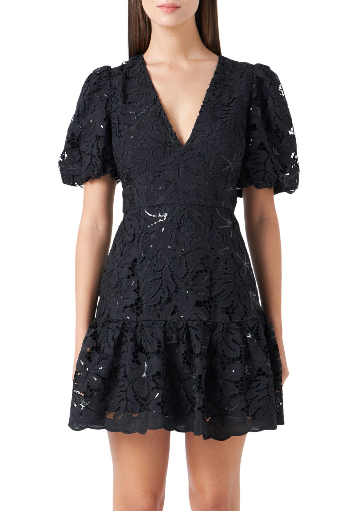 Sequins Lace Mini Dress