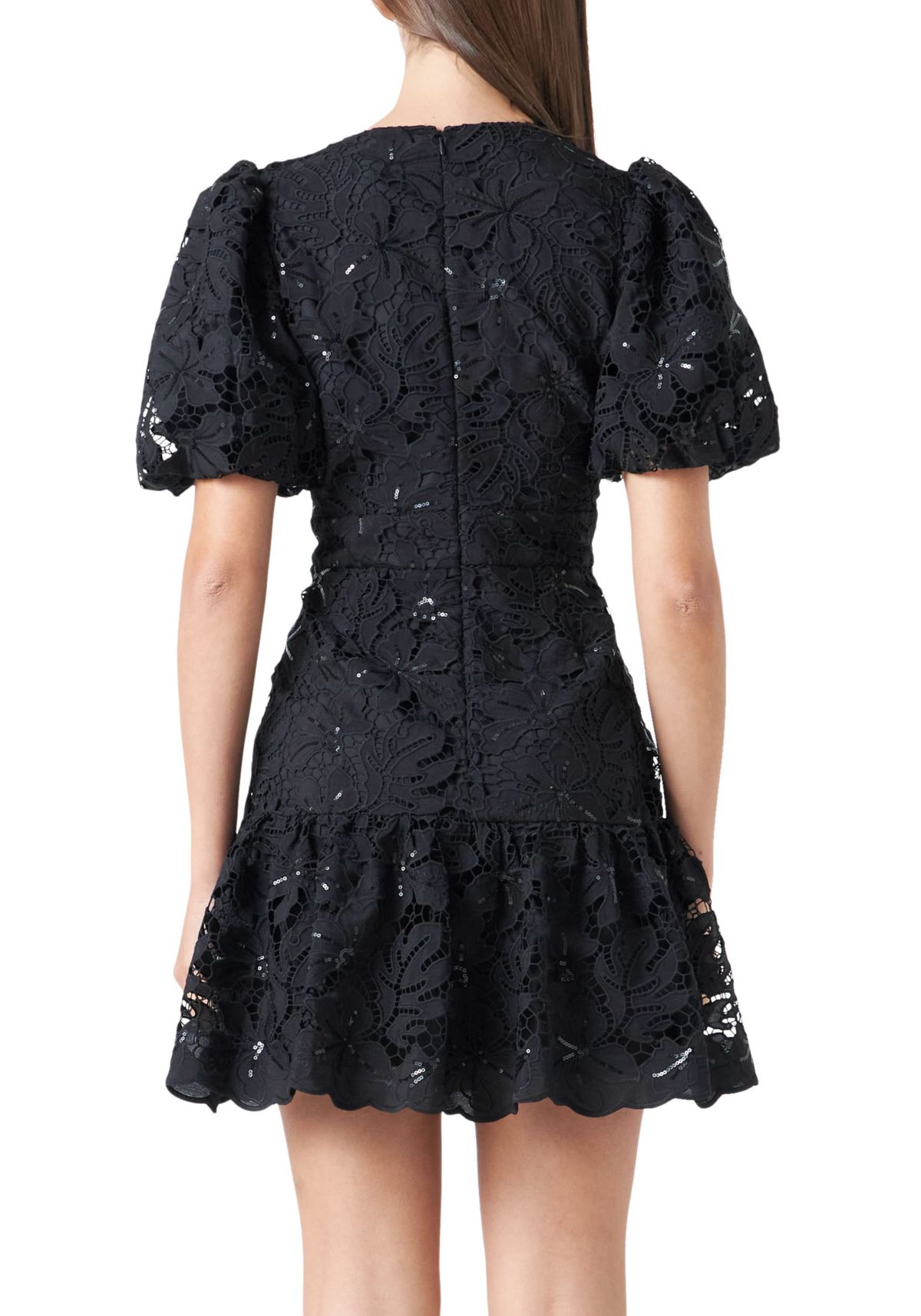 Sequins Lace Mini Dress