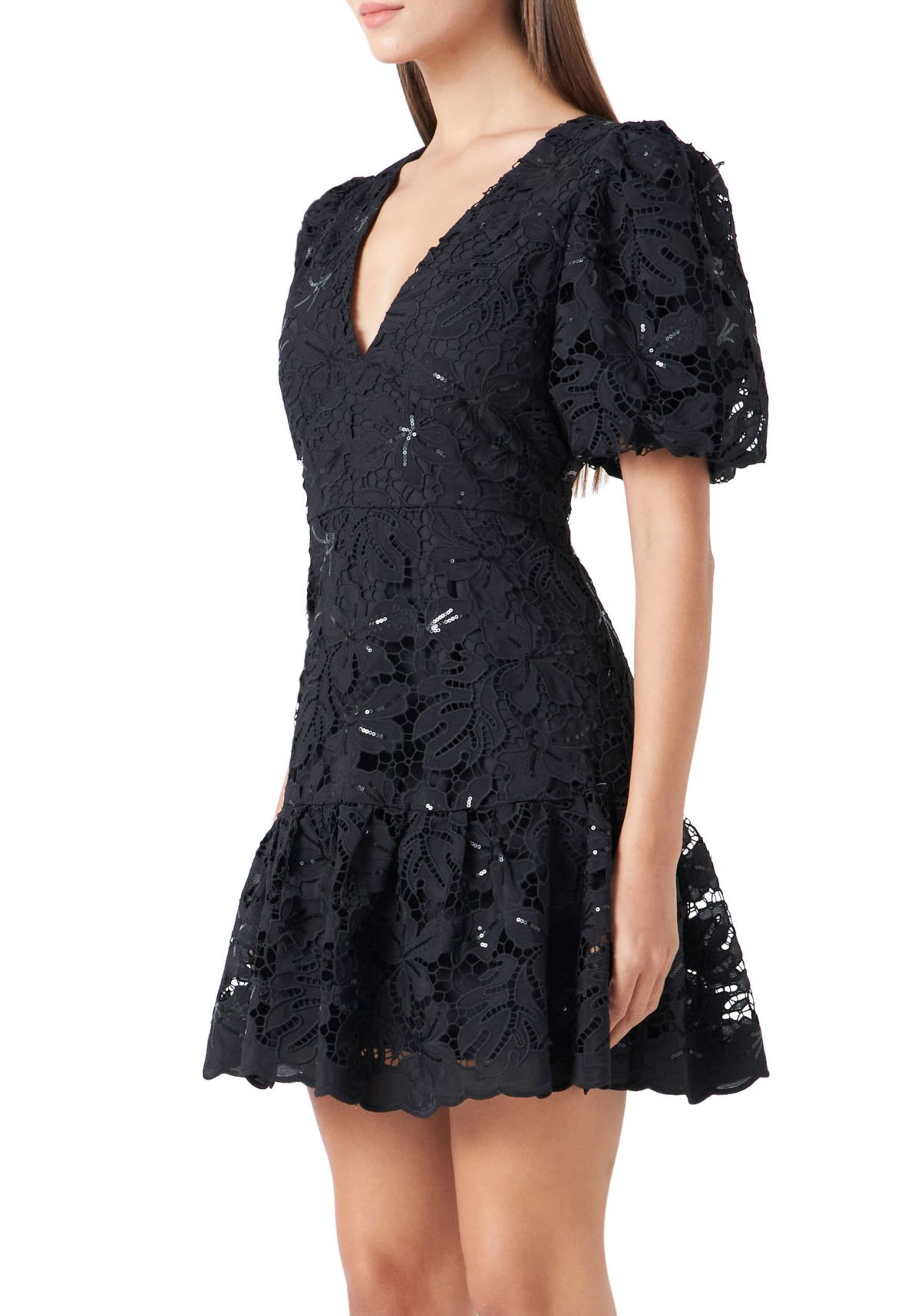 Sequins Lace Mini Dress