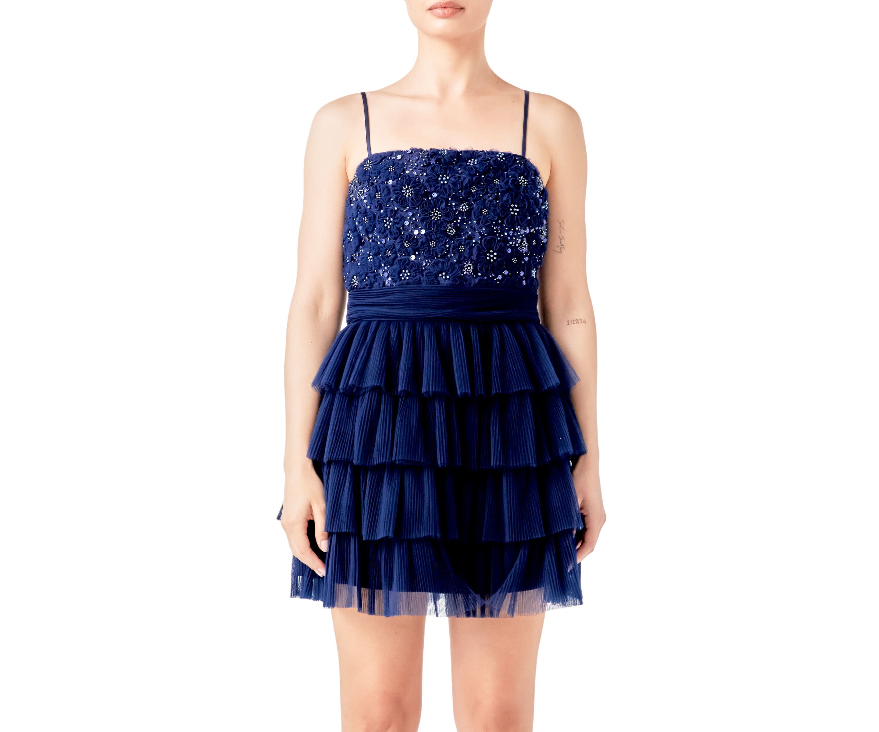 Floral Detail Tulle Mini Dress