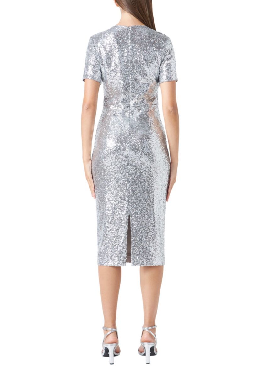 Sequins Short Sleeve Maxi Dress