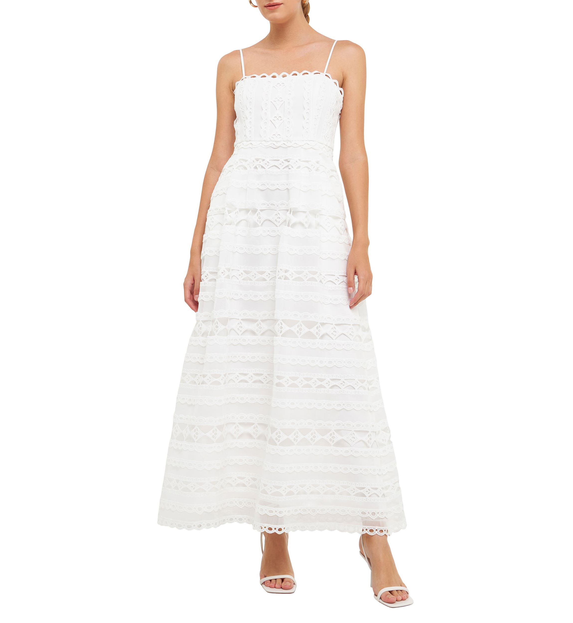 Combination Lace Spaghetti Strap Maxi Dress