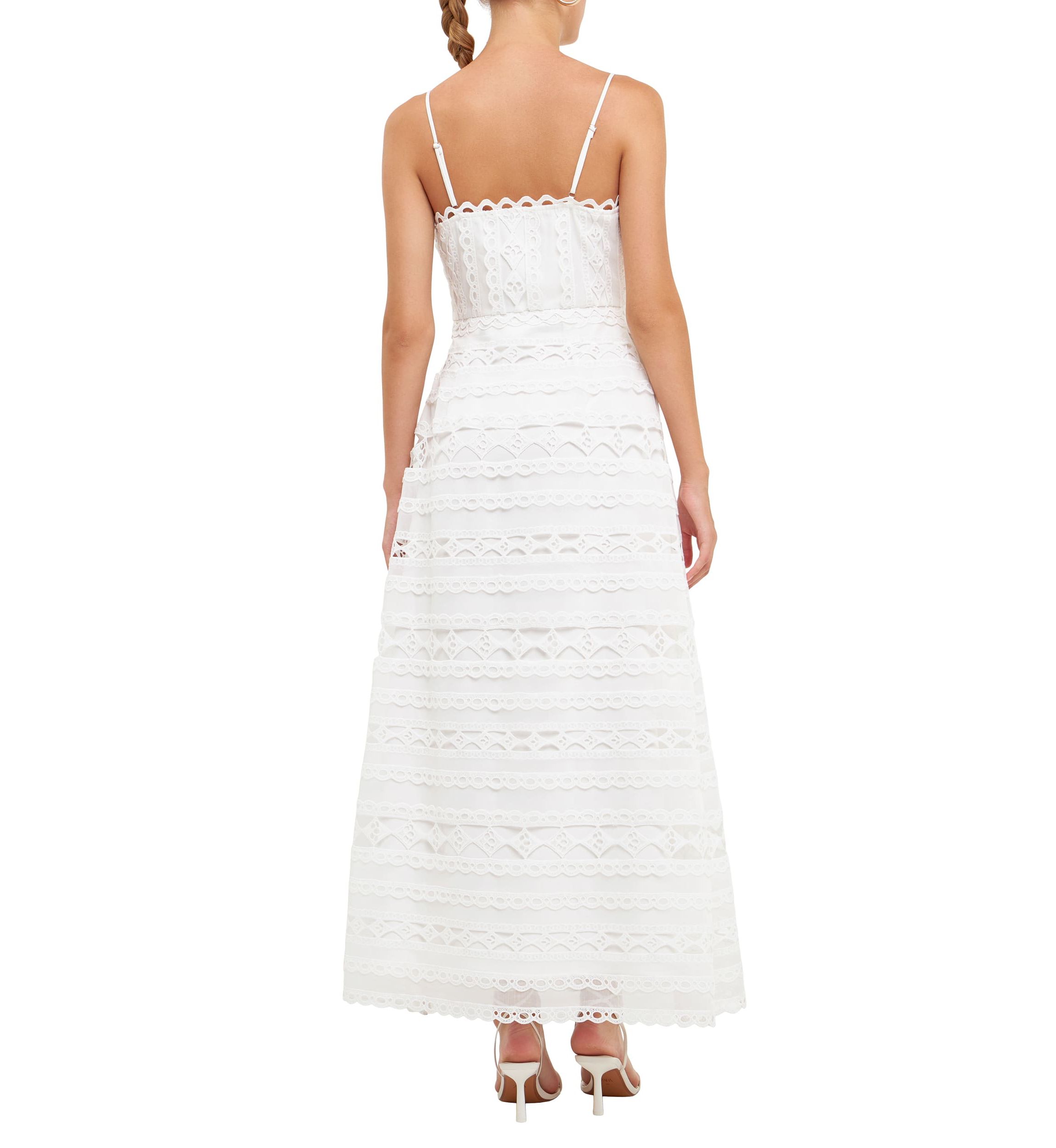 Combination Lace Spaghetti Strap Maxi Dress