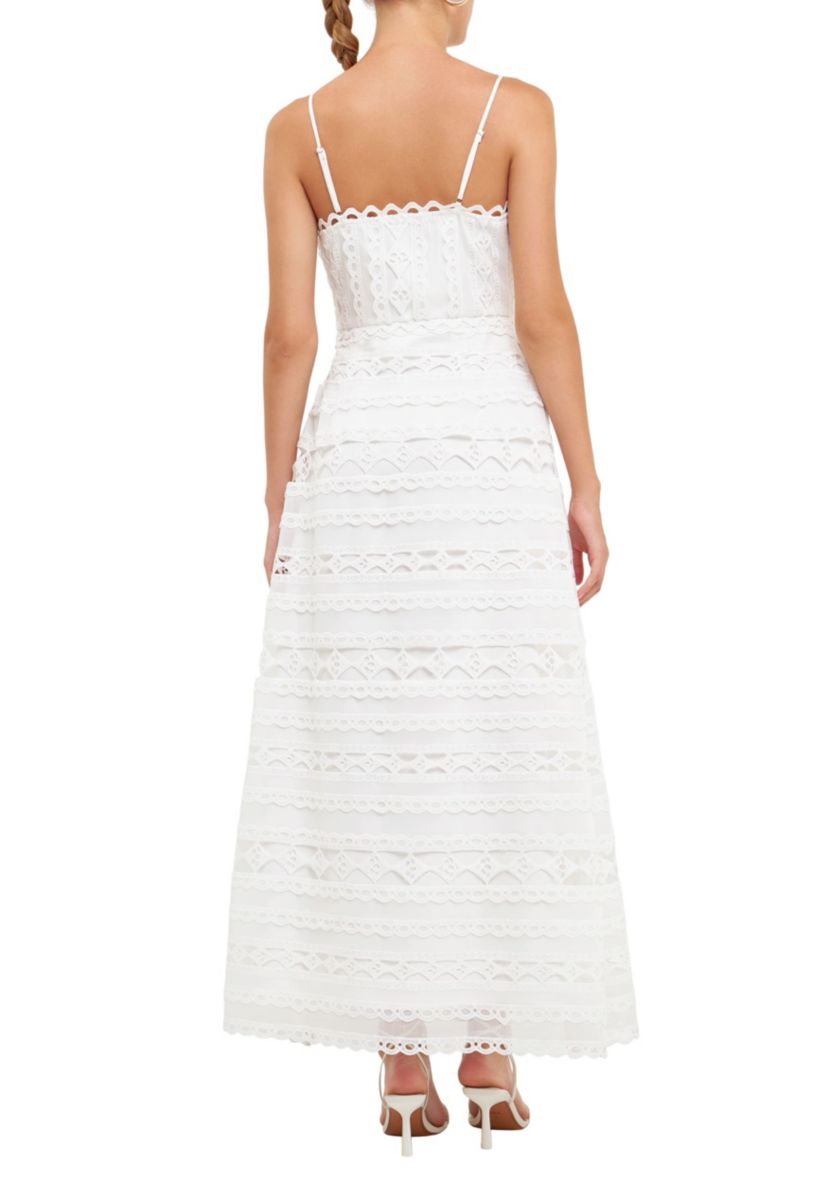 Combination Lace Spaghetti Strap Maxi Dress