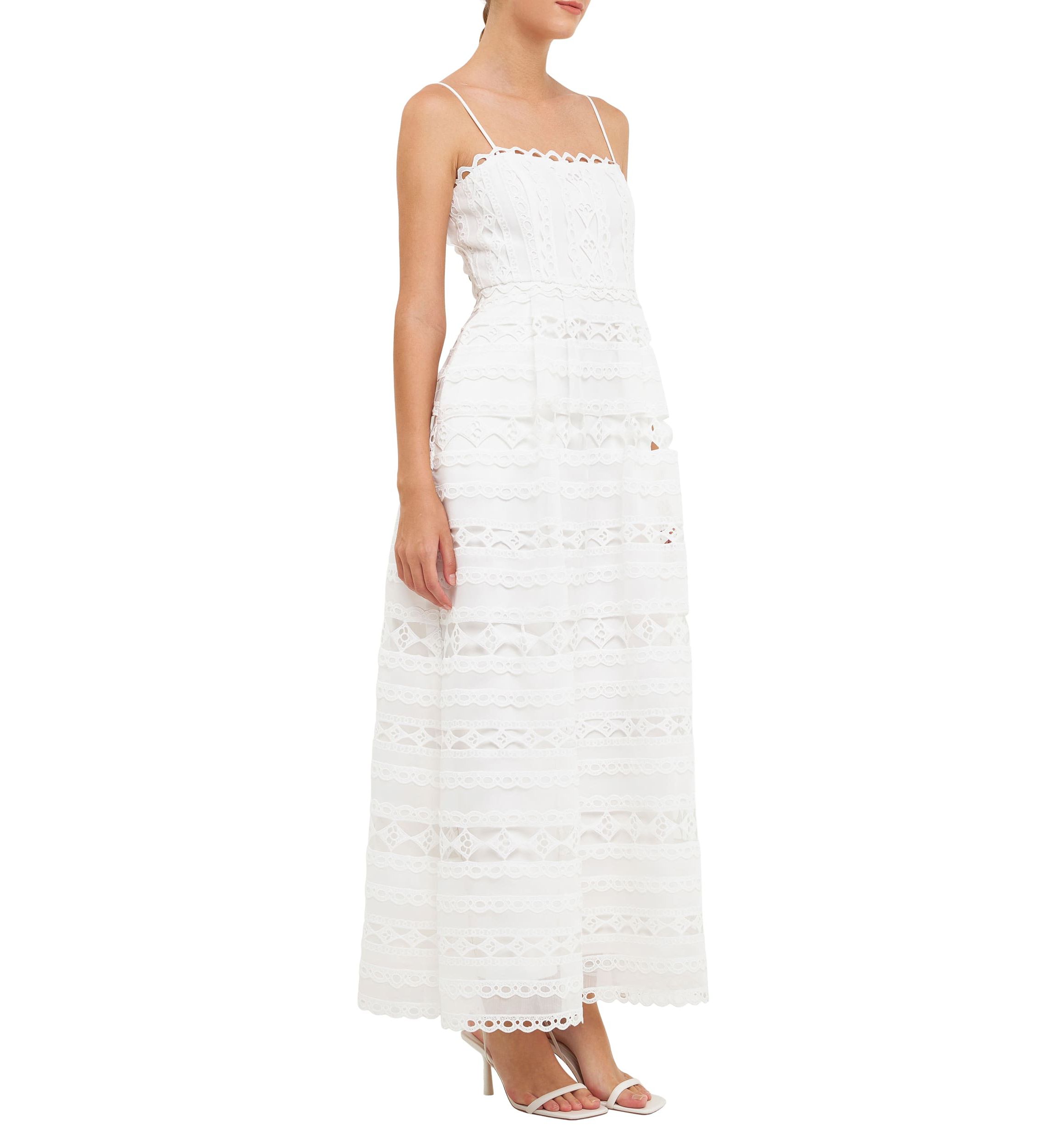 Combination Lace Spaghetti Strap Maxi Dress
