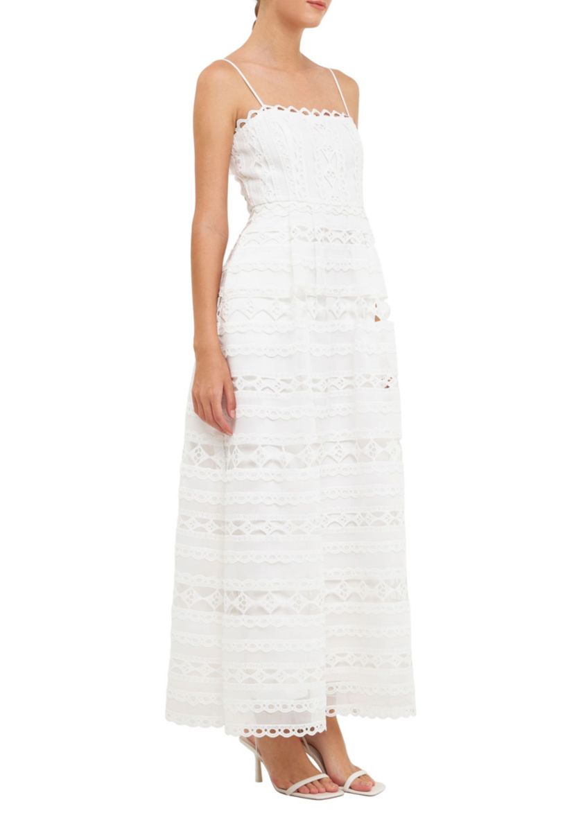Combination Lace Spaghetti Strap Maxi Dress