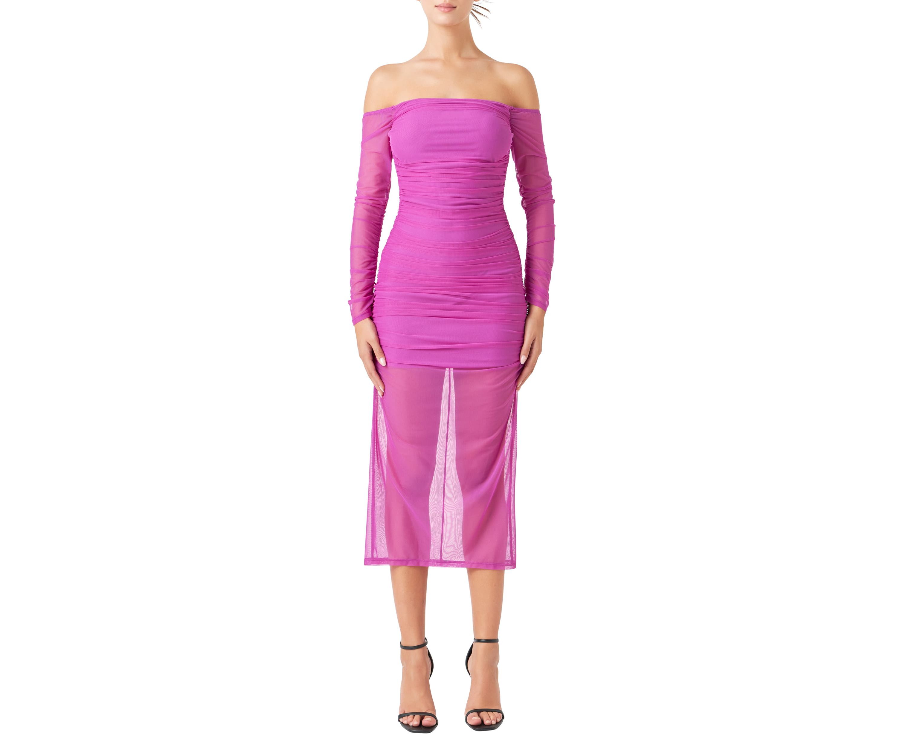 Mesh Off the Shoulder Maxi Dress