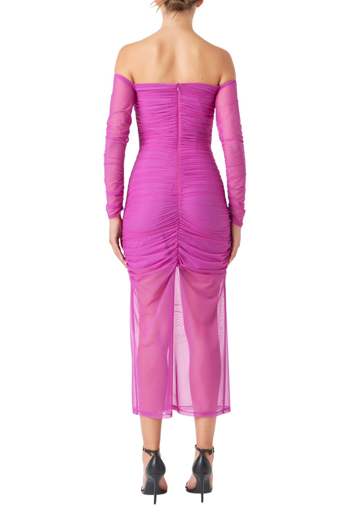 Mesh Off the Shoulder Maxi Dress