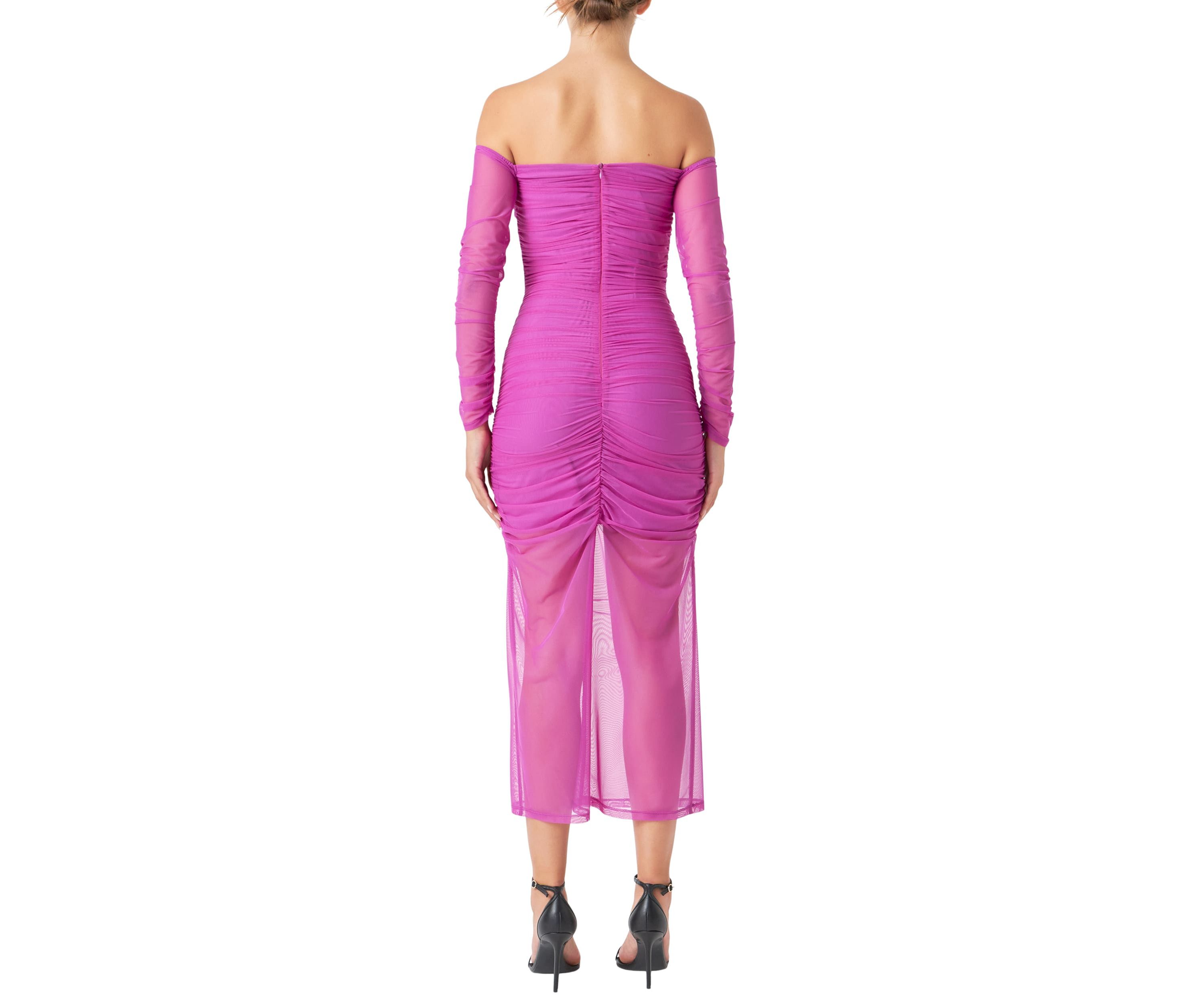 Mesh Off the Shoulder Maxi Dress