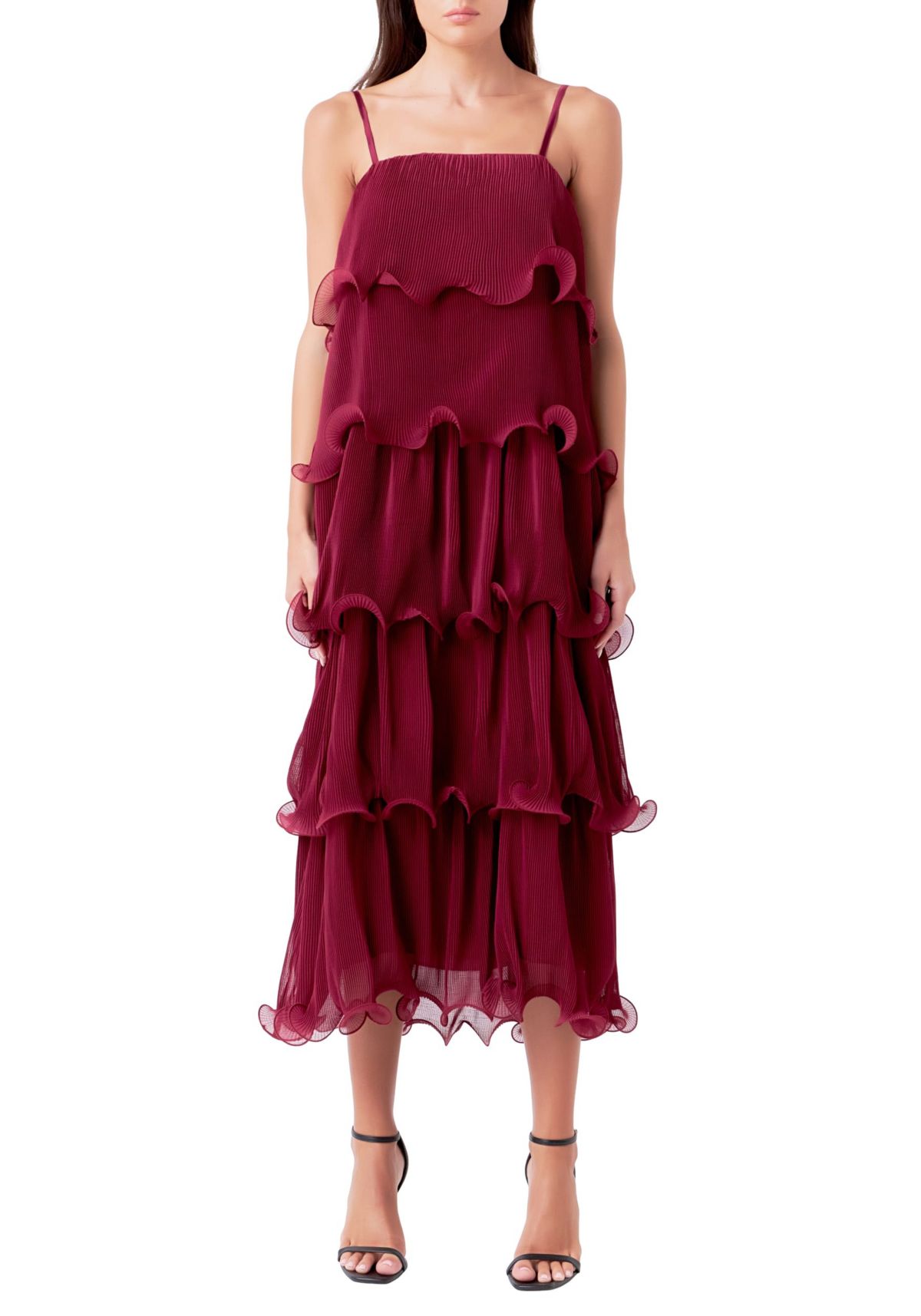 Pleated Tiered Long Dress