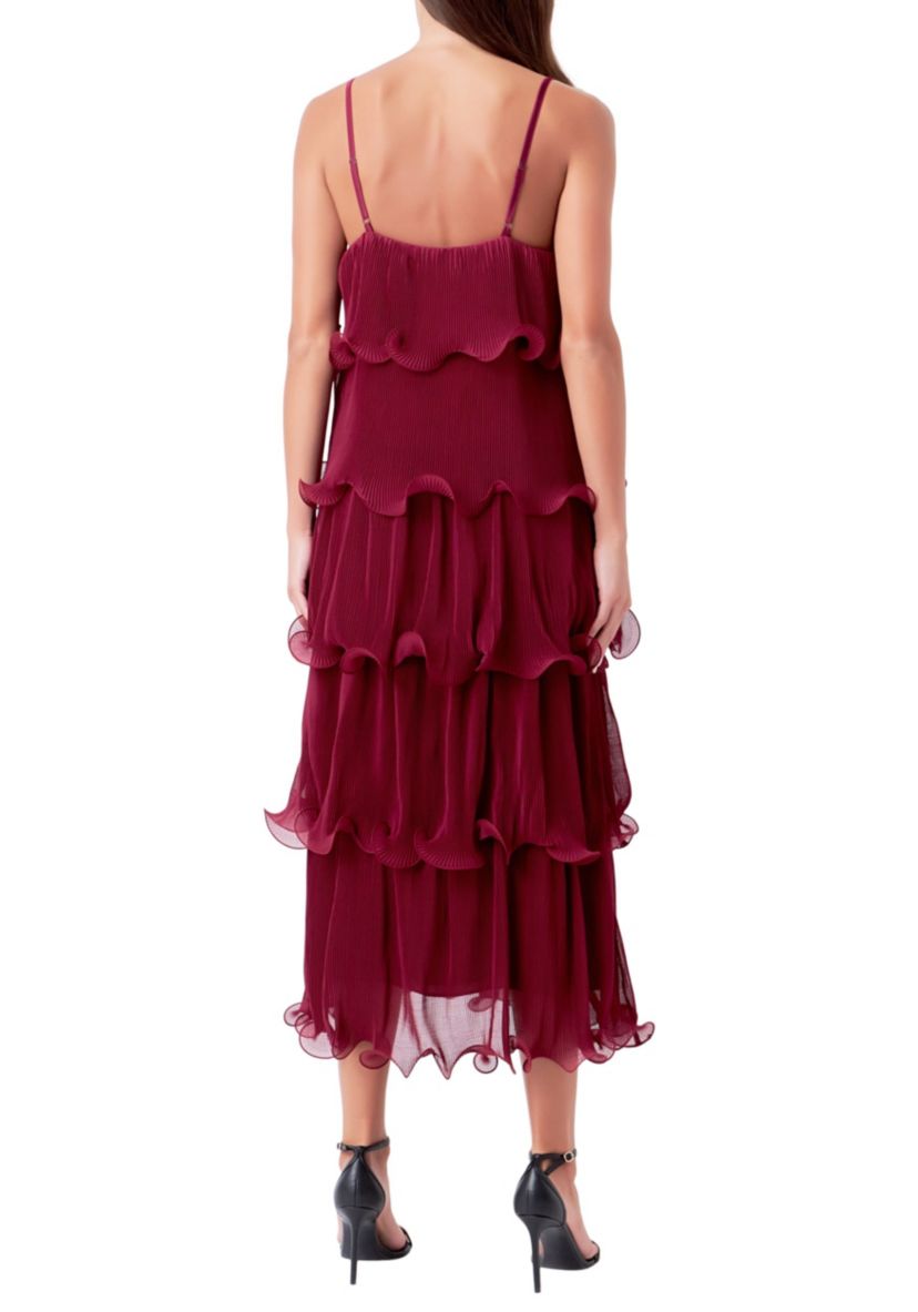 Pleated Tiered Long Dress