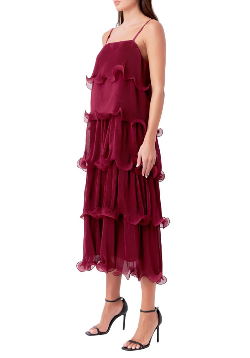 Pleated Tiered Long Dress