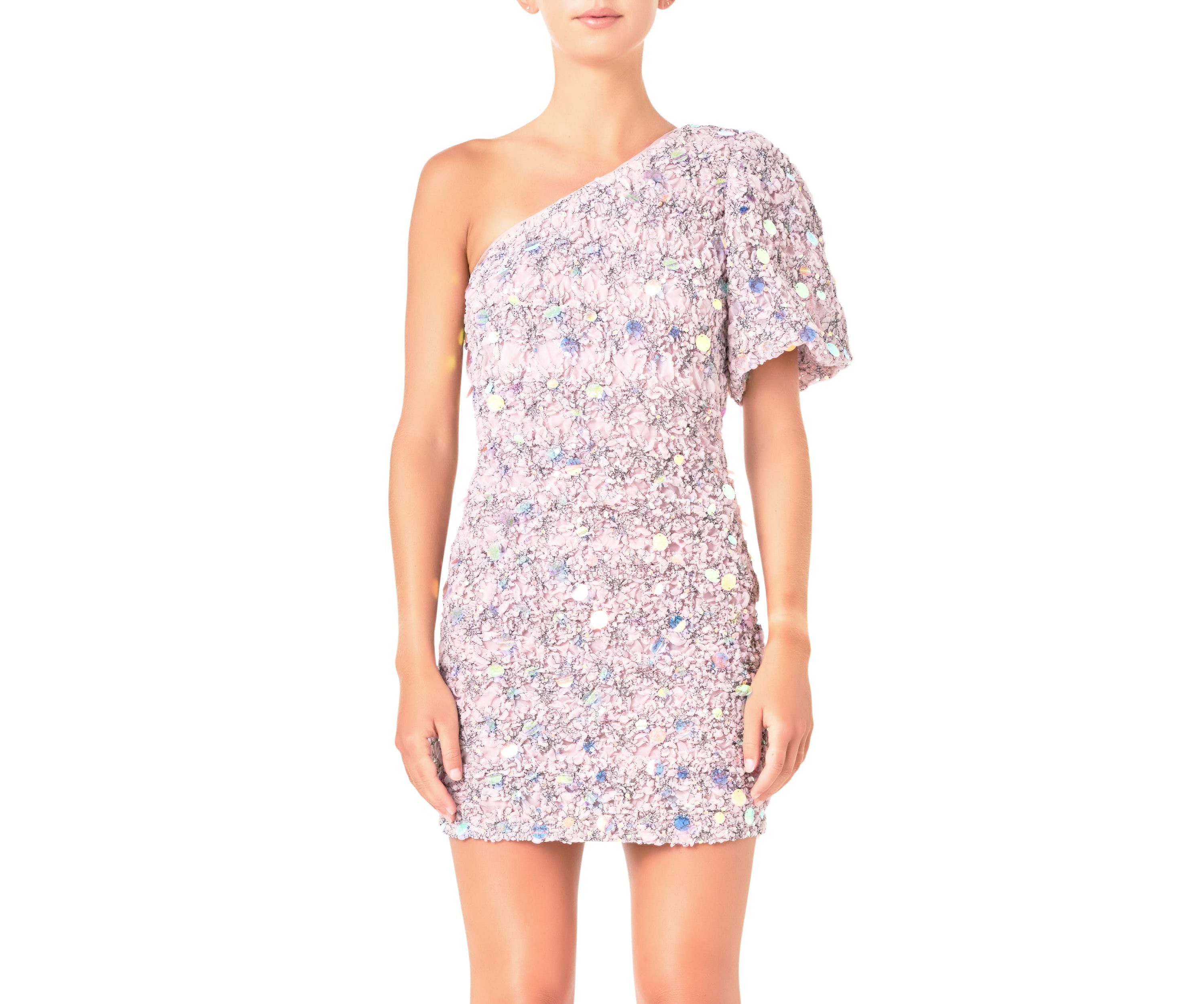 One Shoulder Sequin Mini Dress