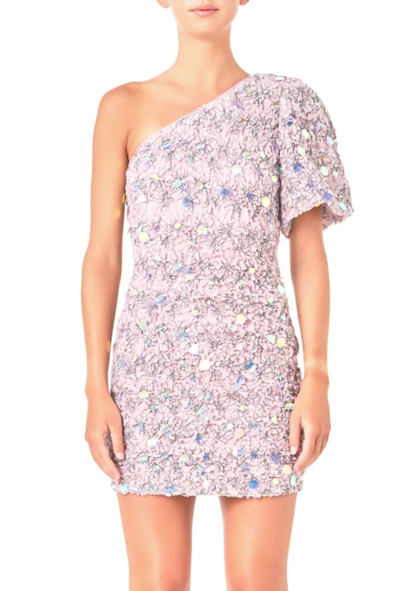One Shoulder Sequin Mini Dress