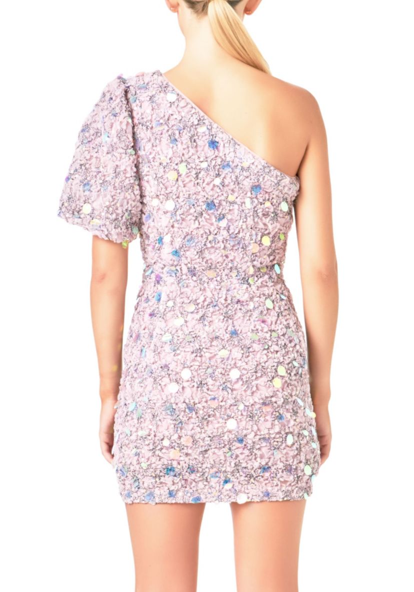 One Shoulder Sequin Mini Dress