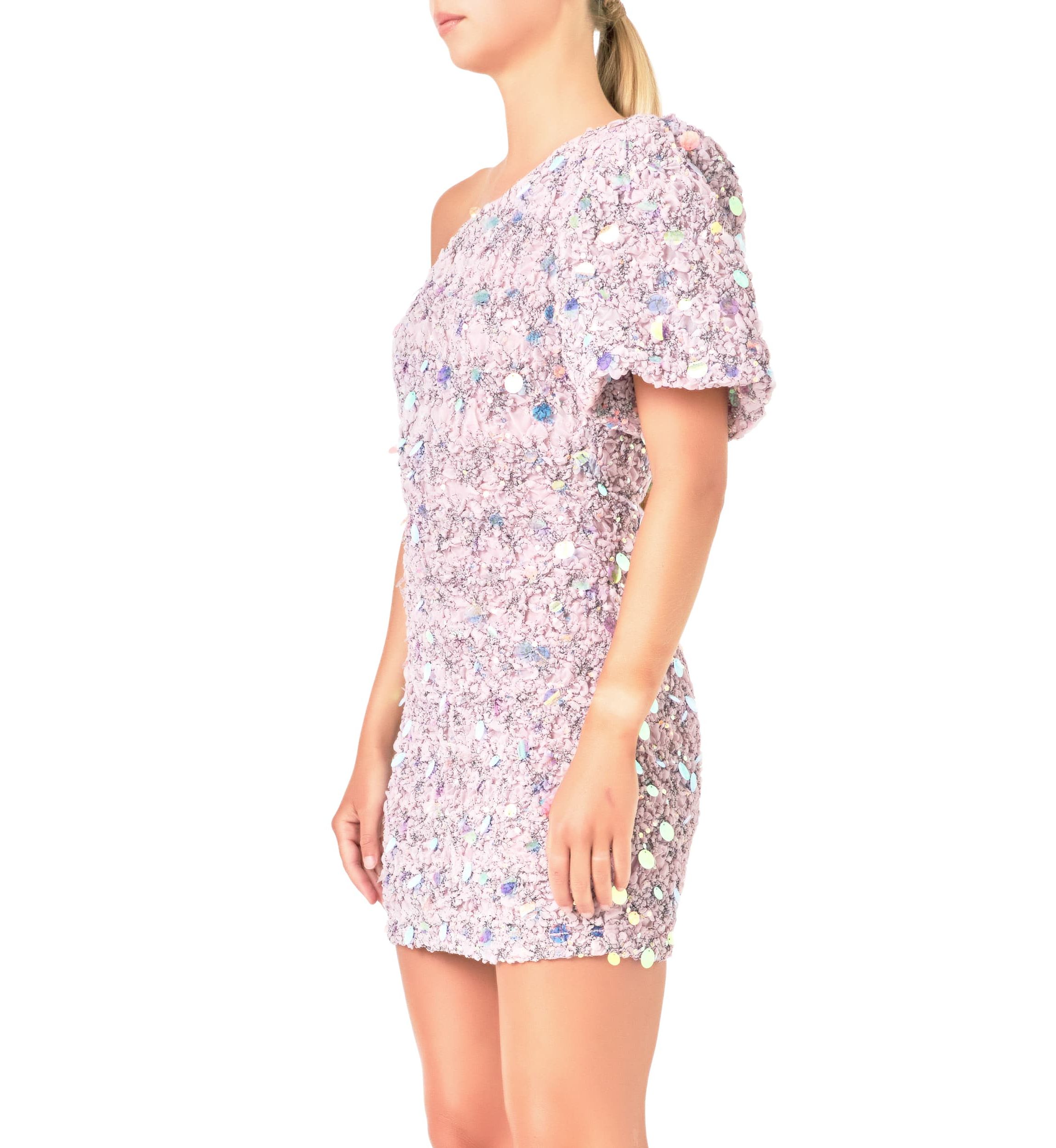 One Shoulder Sequin Mini Dress