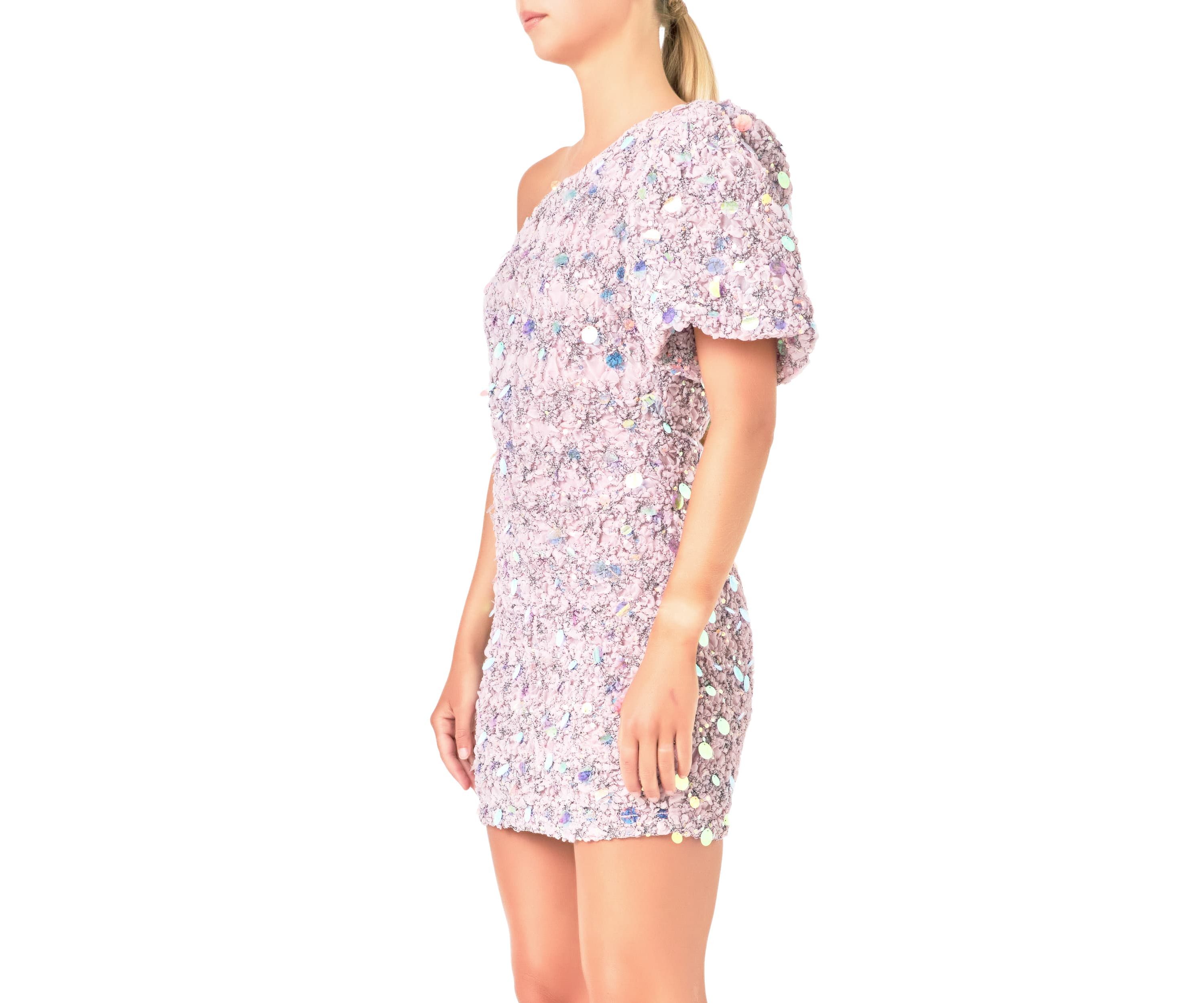 One Shoulder Sequin Mini Dress