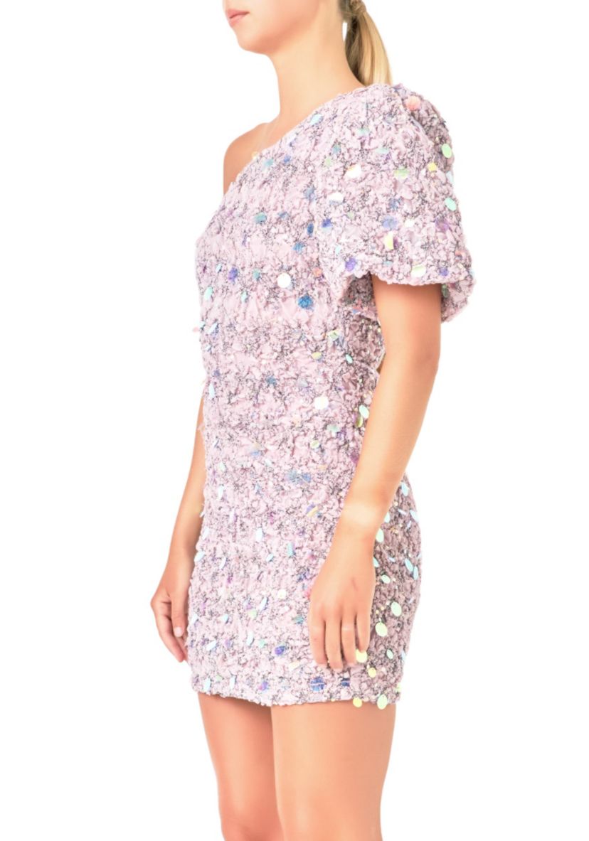 One Shoulder Sequin Mini Dress