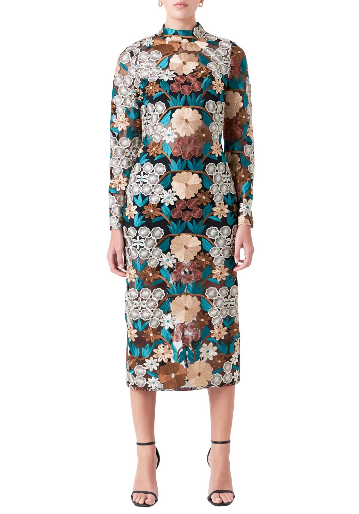 Floral Embroidered Midi Dress