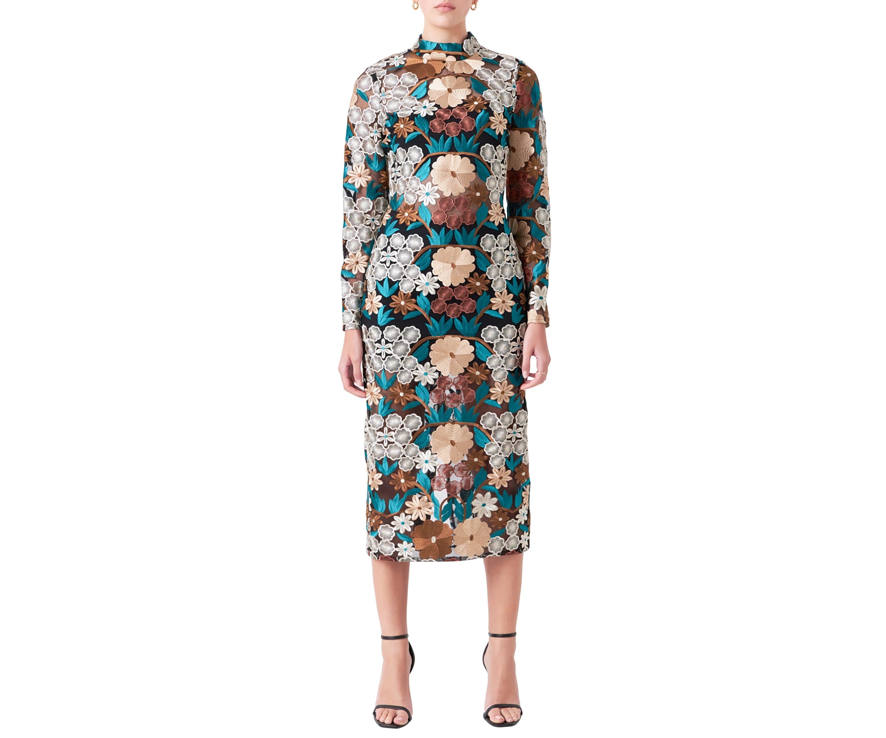 Floral Embroidered Midi Dress