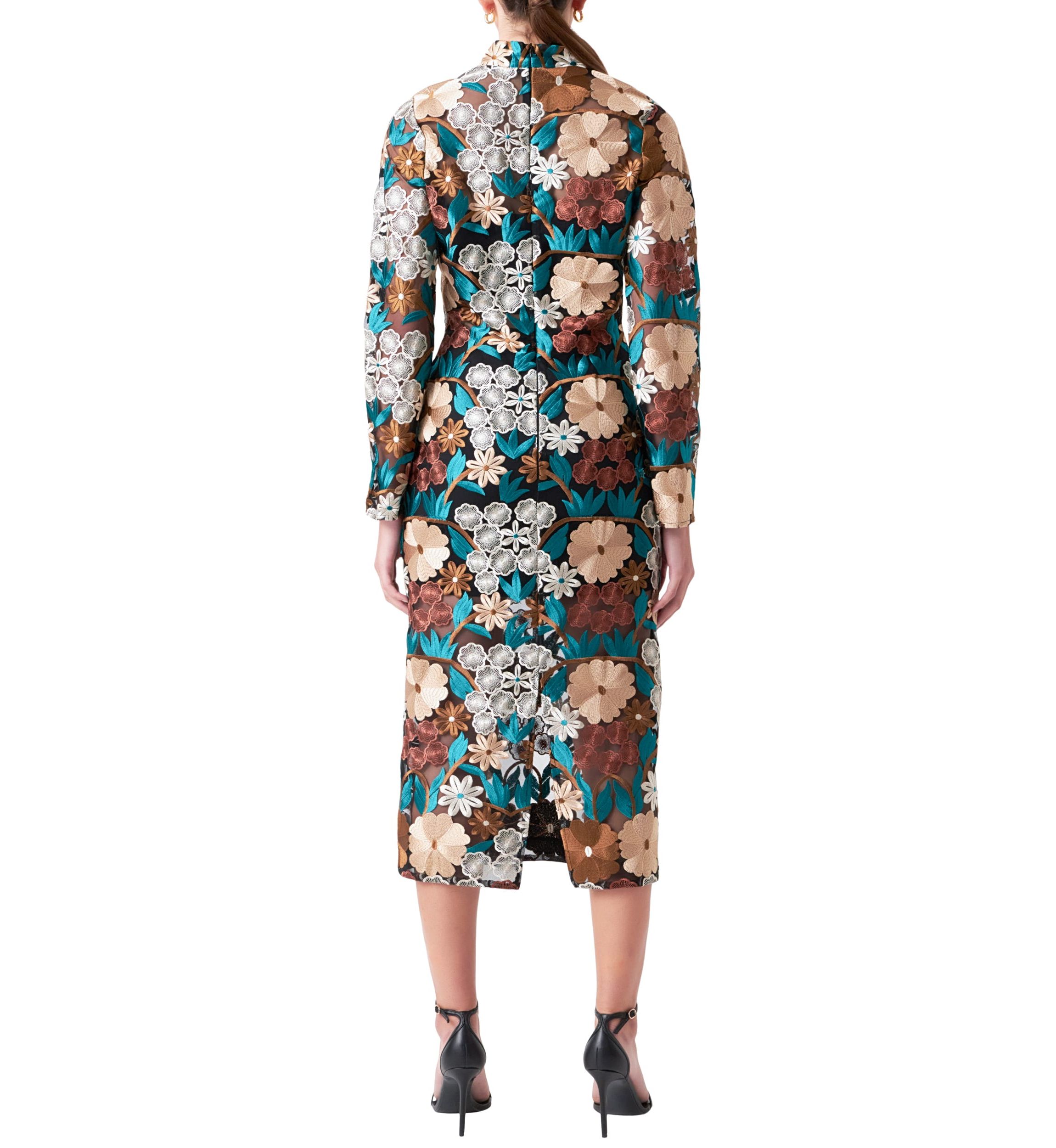 Floral Embroidered Midi Dress