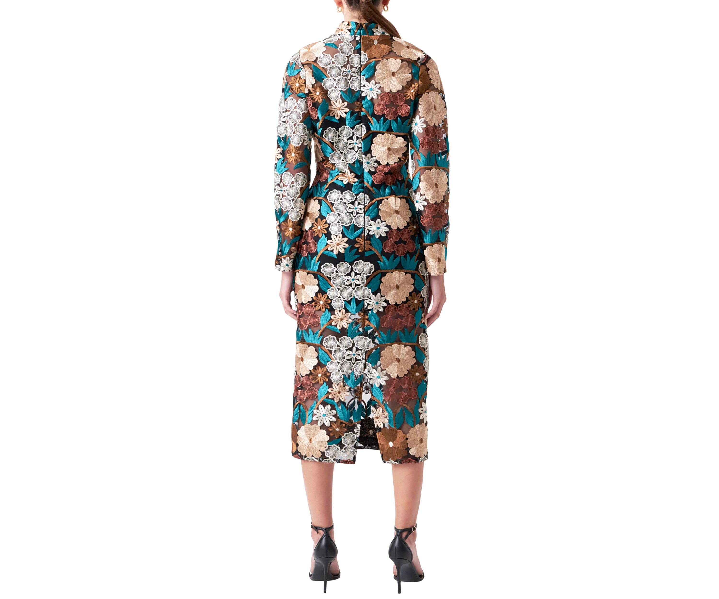 Floral Embroidered Midi Dress