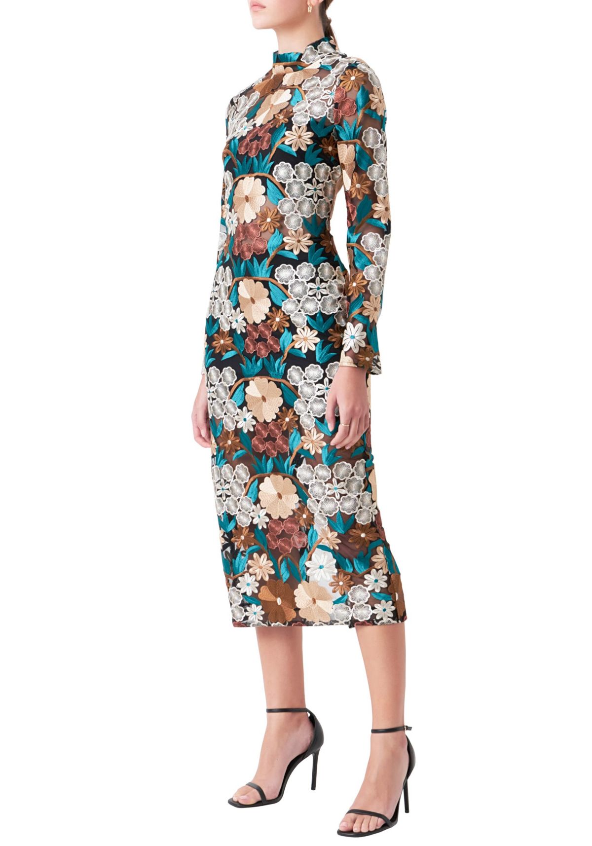 Floral Embroidered Midi Dress