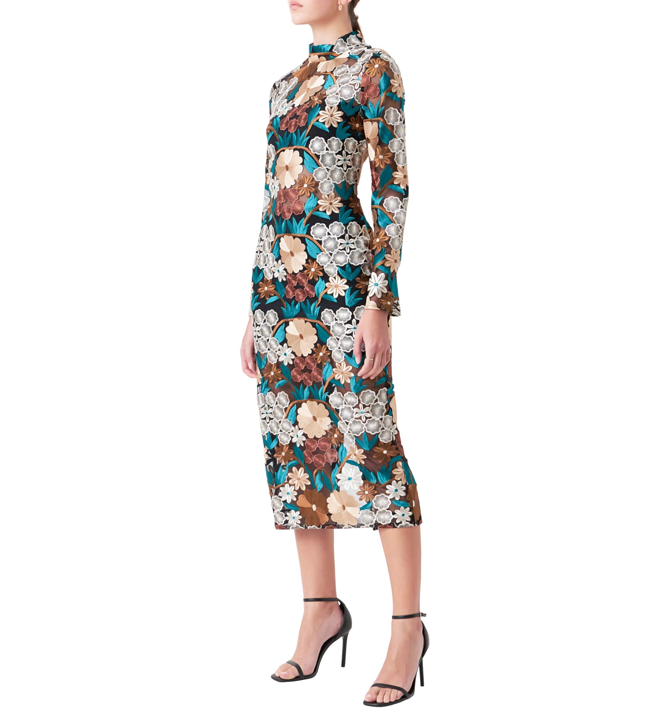 Floral Embroidered Midi Dress