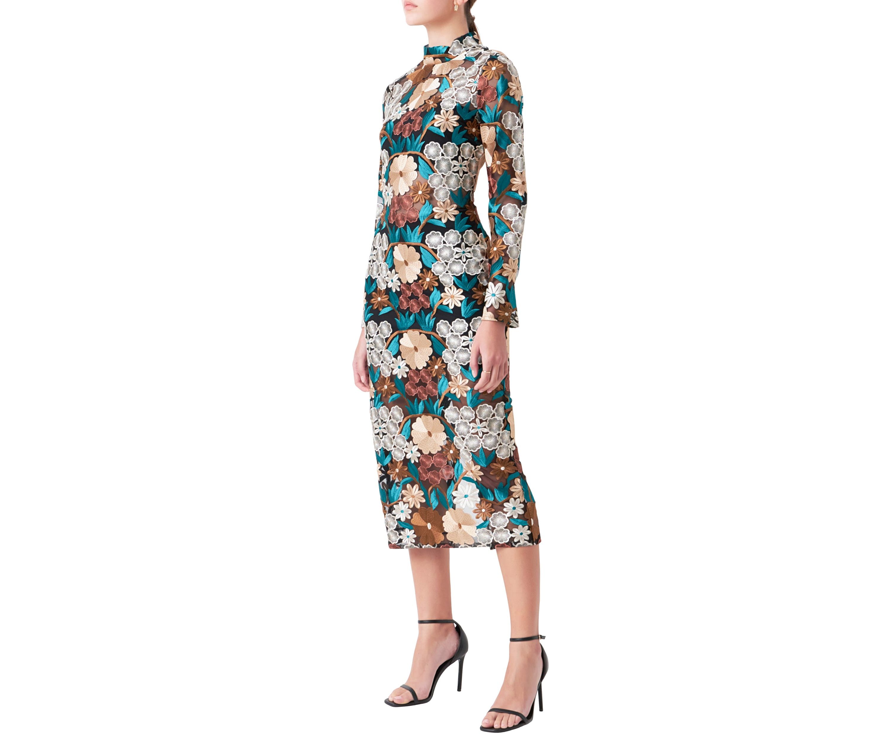 Floral Embroidered Midi Dress