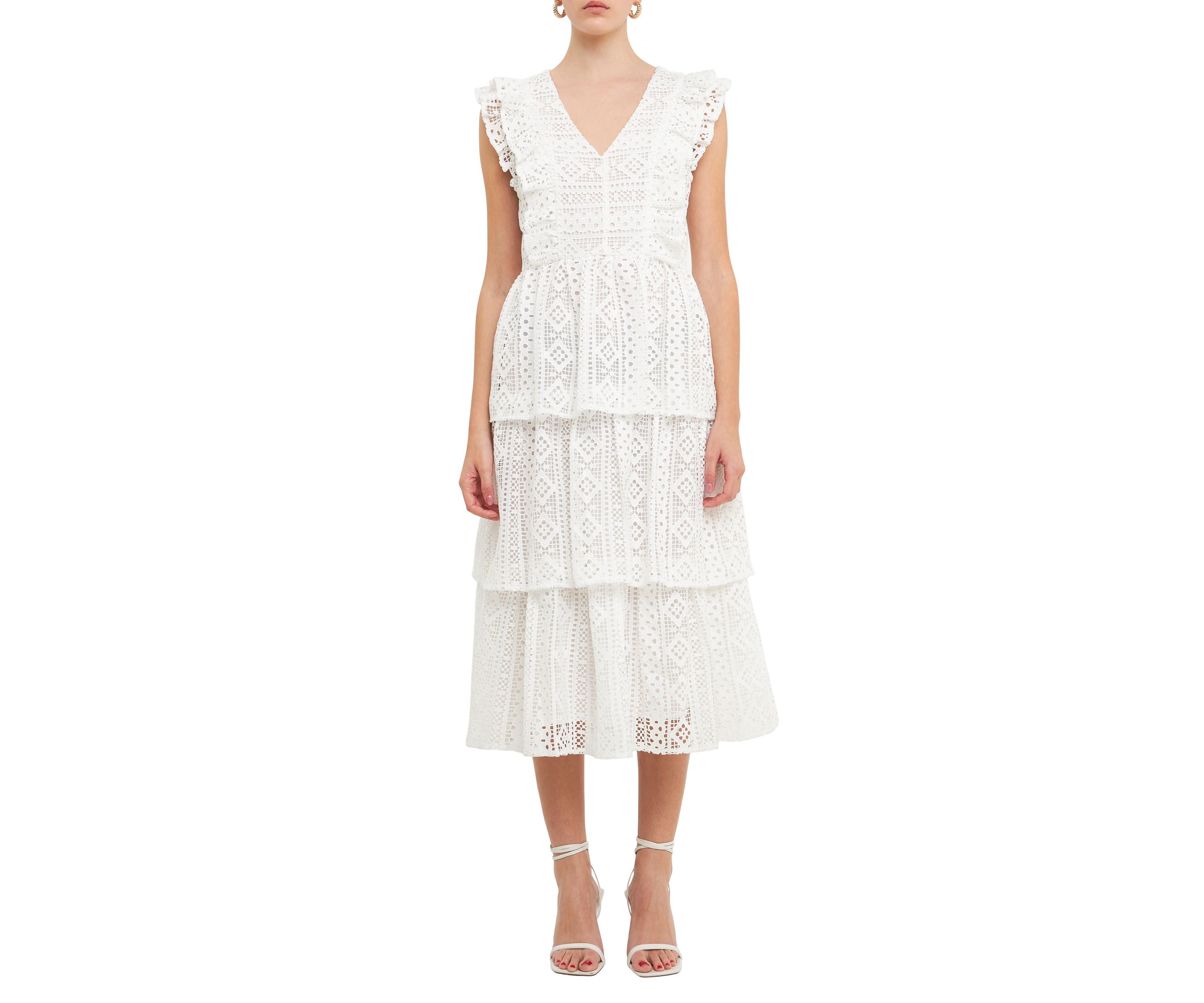 Lace Tiered Midi Dress