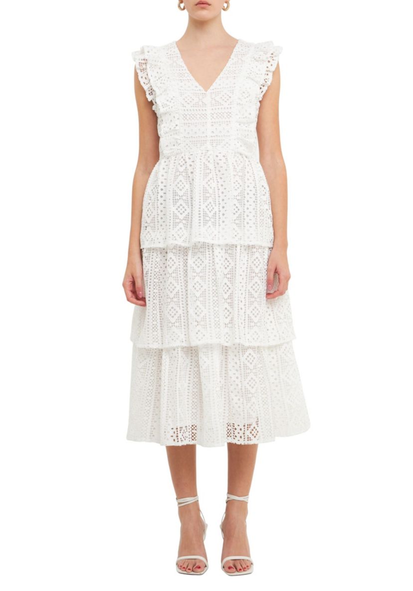 Lace Tiered Midi Dress