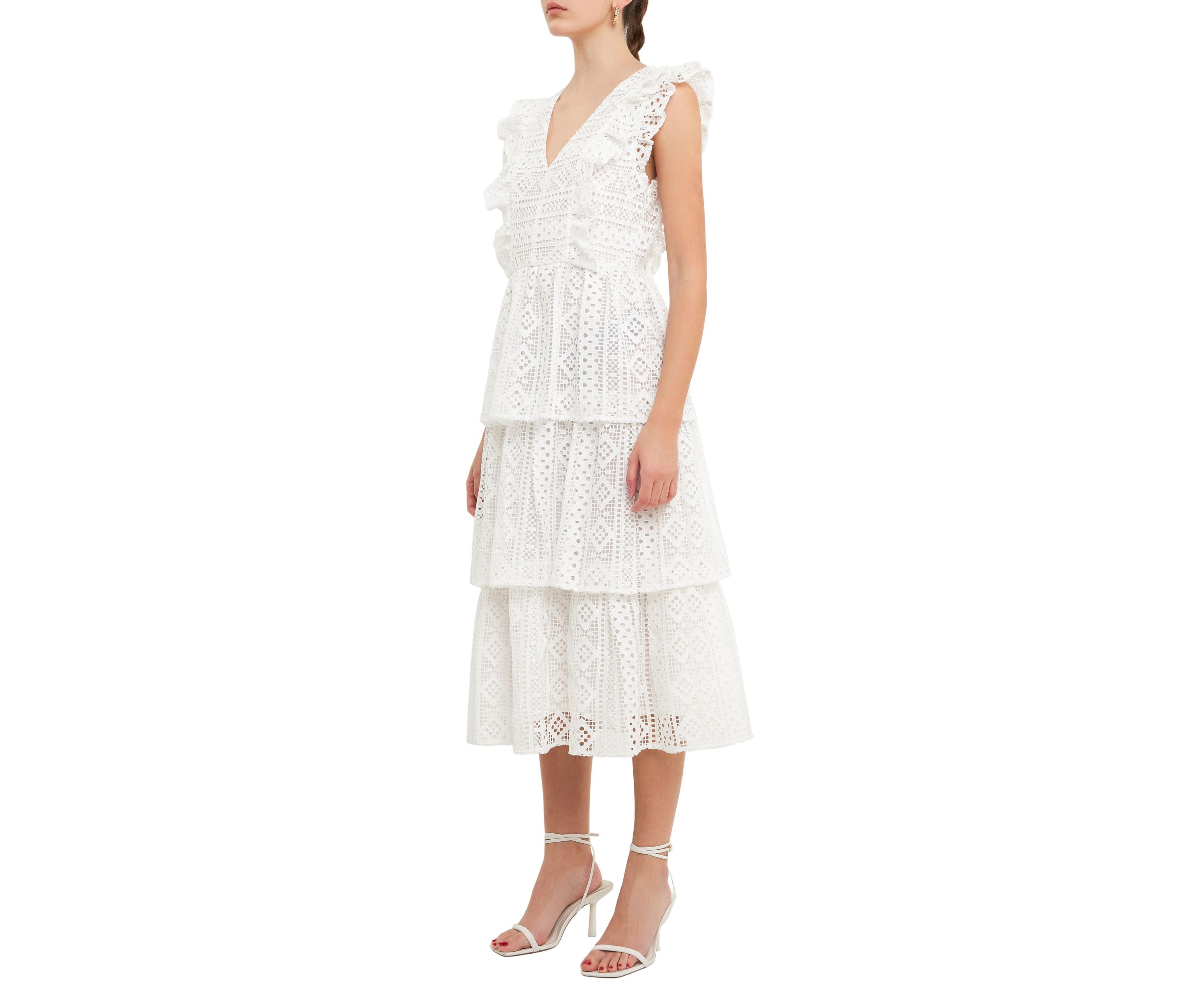 Lace Tiered Midi Dress