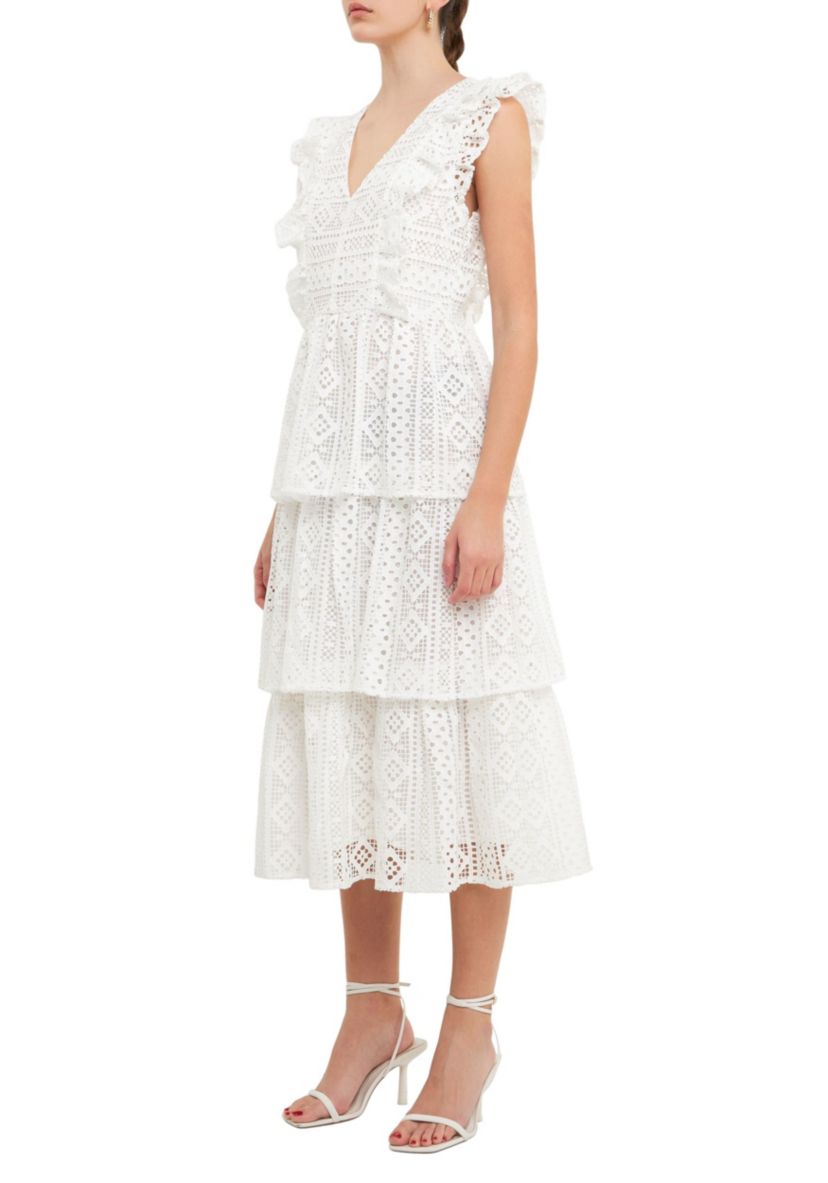 Lace Tiered Midi Dress
