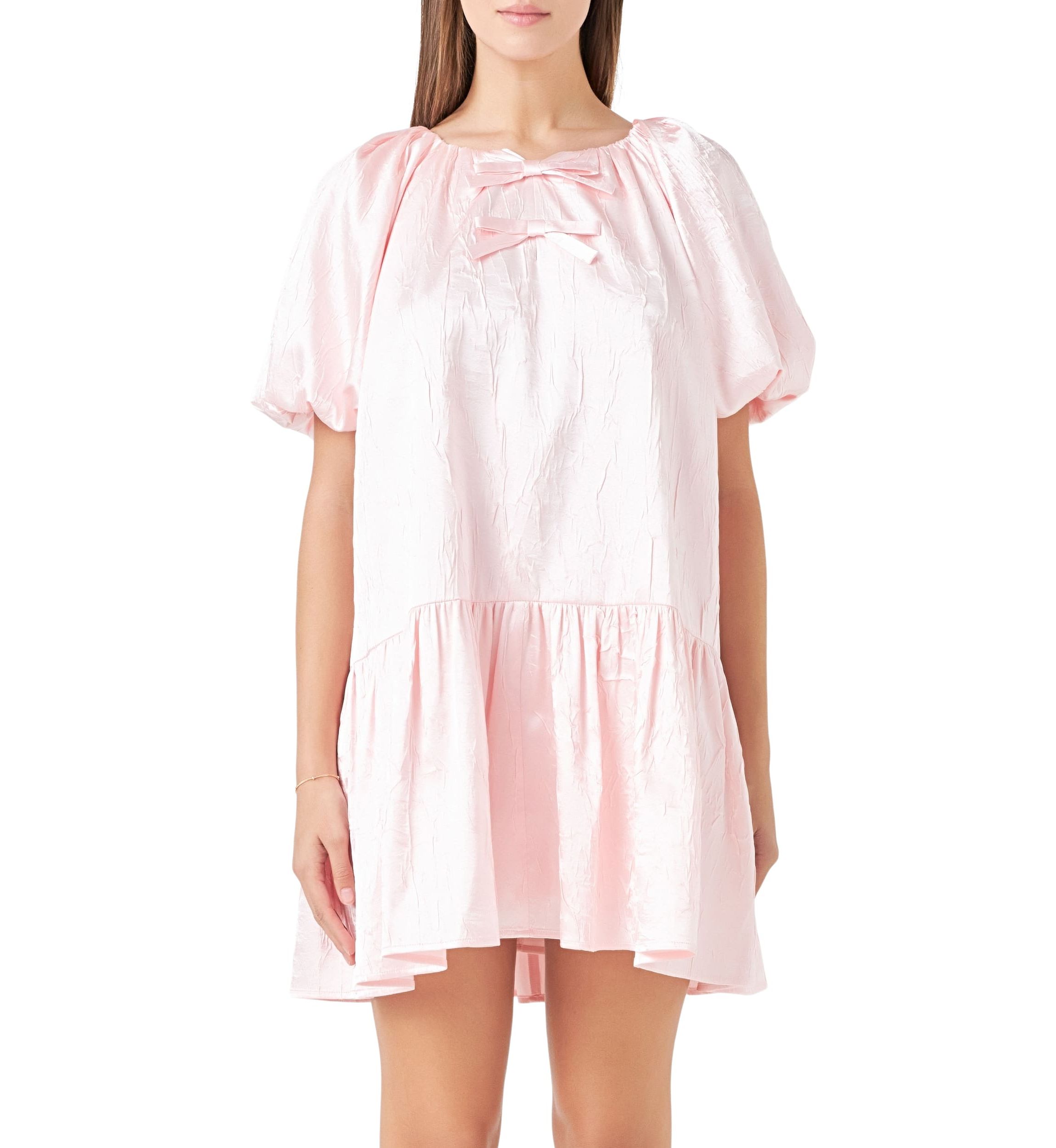 Sheen Bow Detail Mini Dress