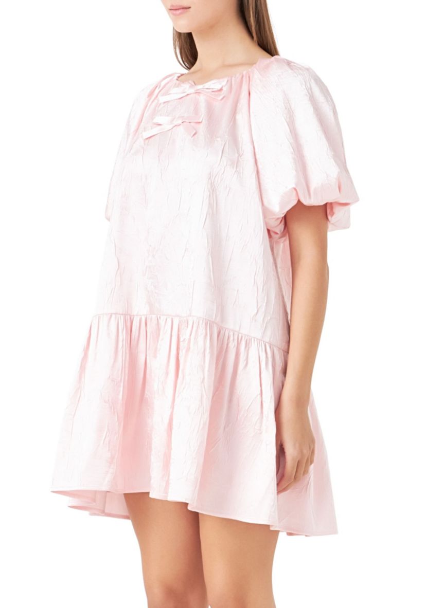 Sheen Bow Detail Mini Dress