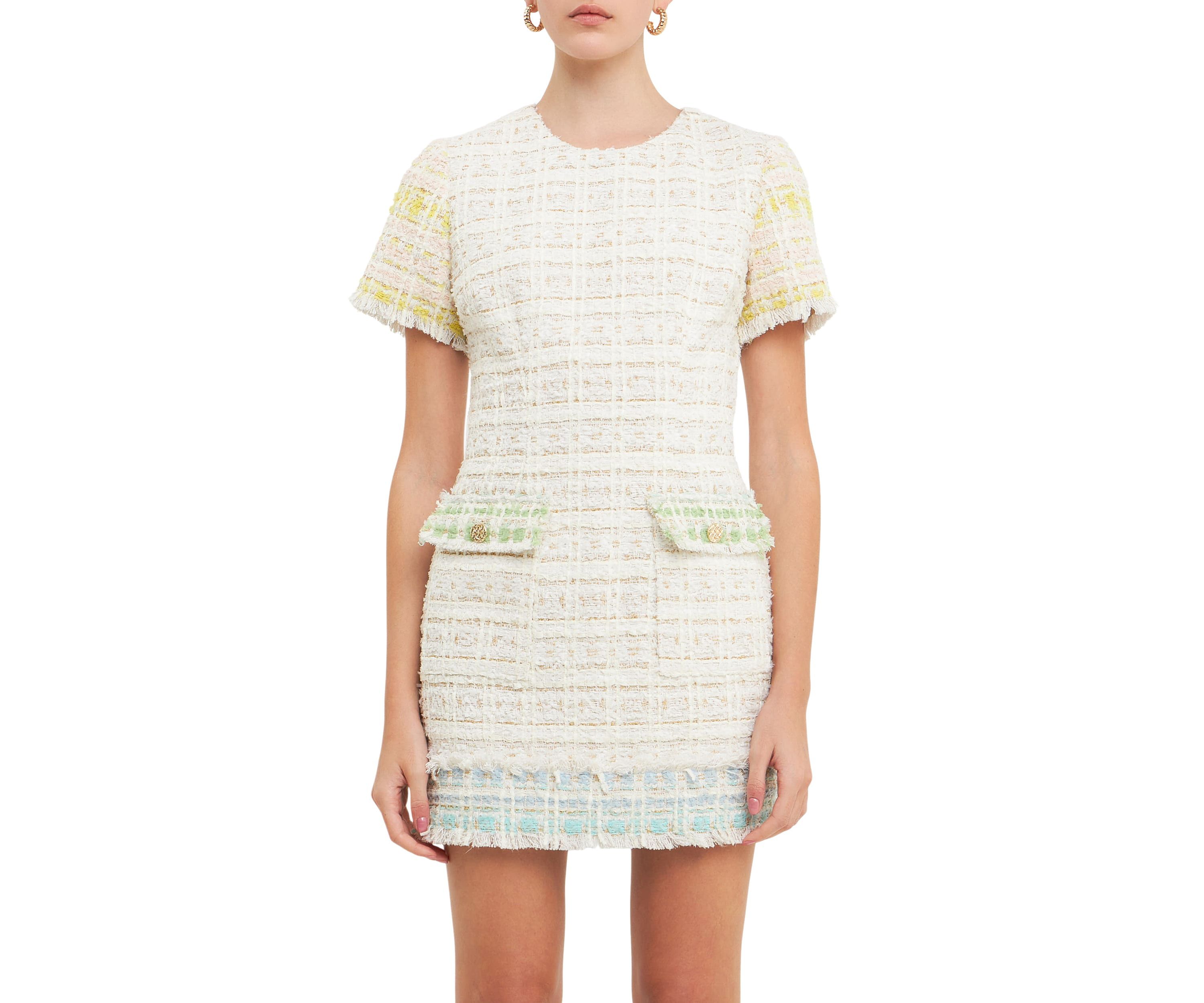 Tweed Colorblock Mini Dress