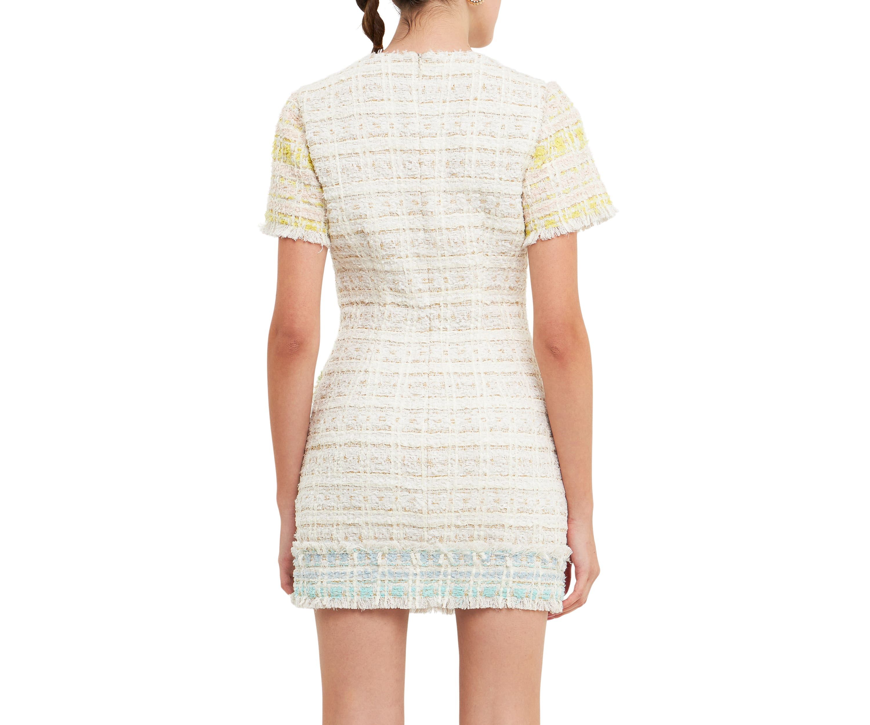 Tweed Colorblock Mini Dress
