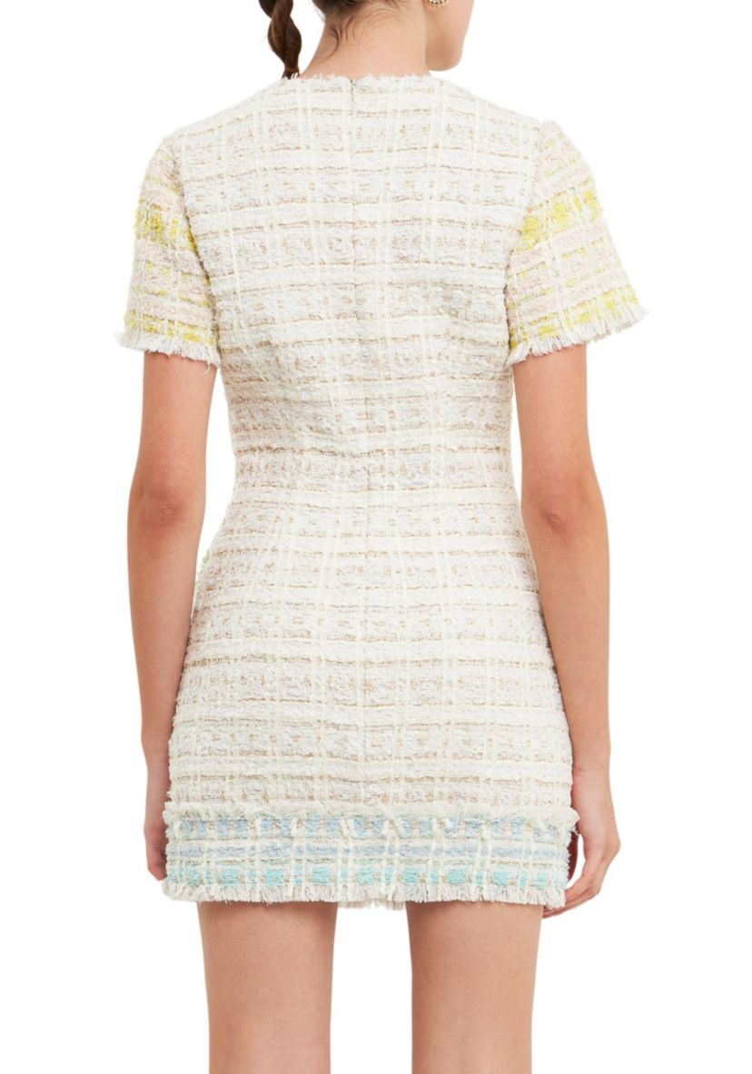 Tweed Colorblock Mini Dress