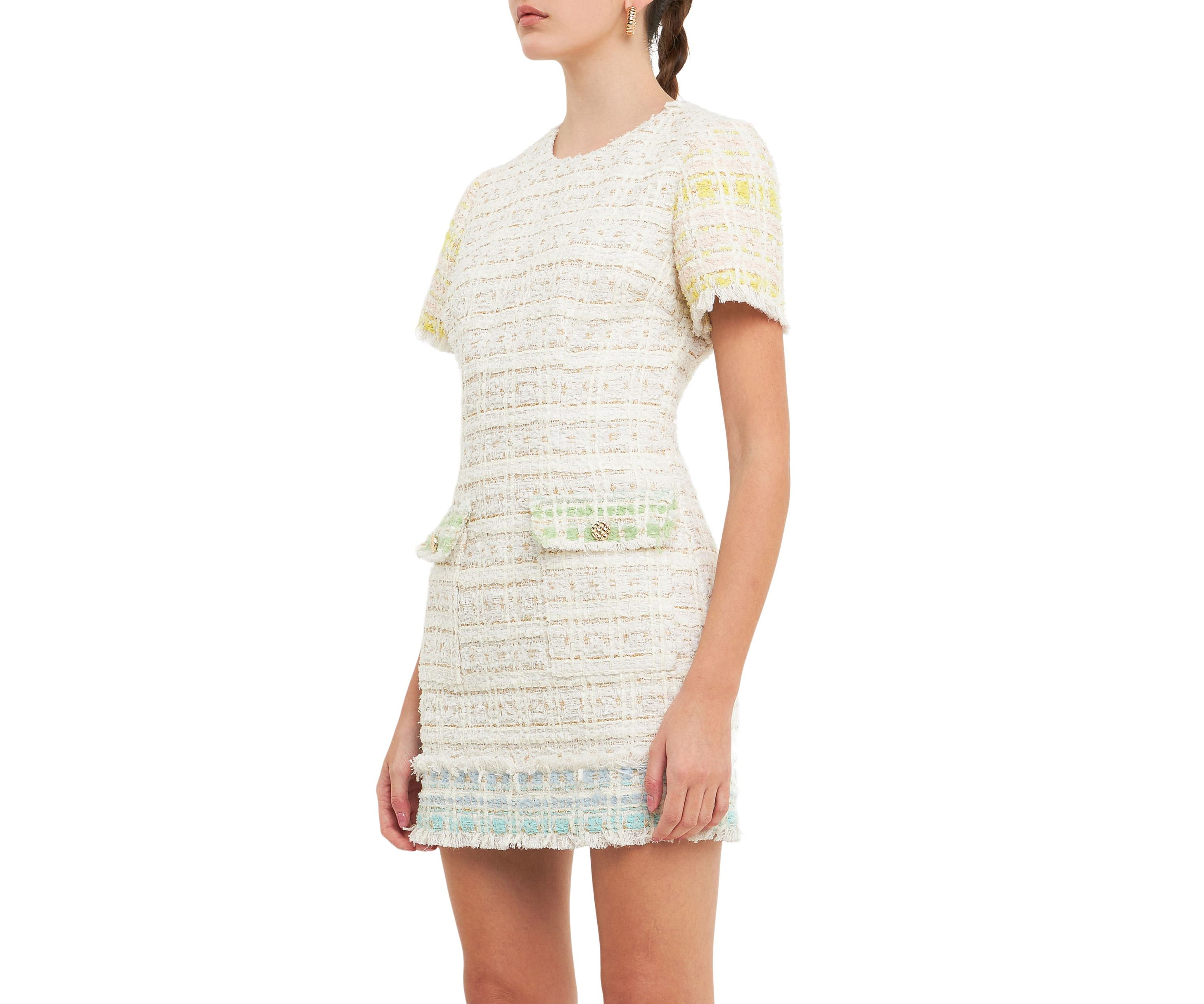 Tweed Colorblock Mini Dress