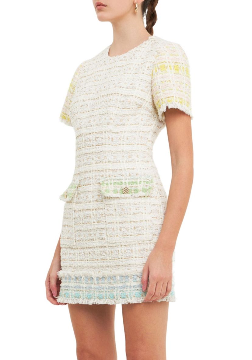 Tweed Colorblock Mini Dress