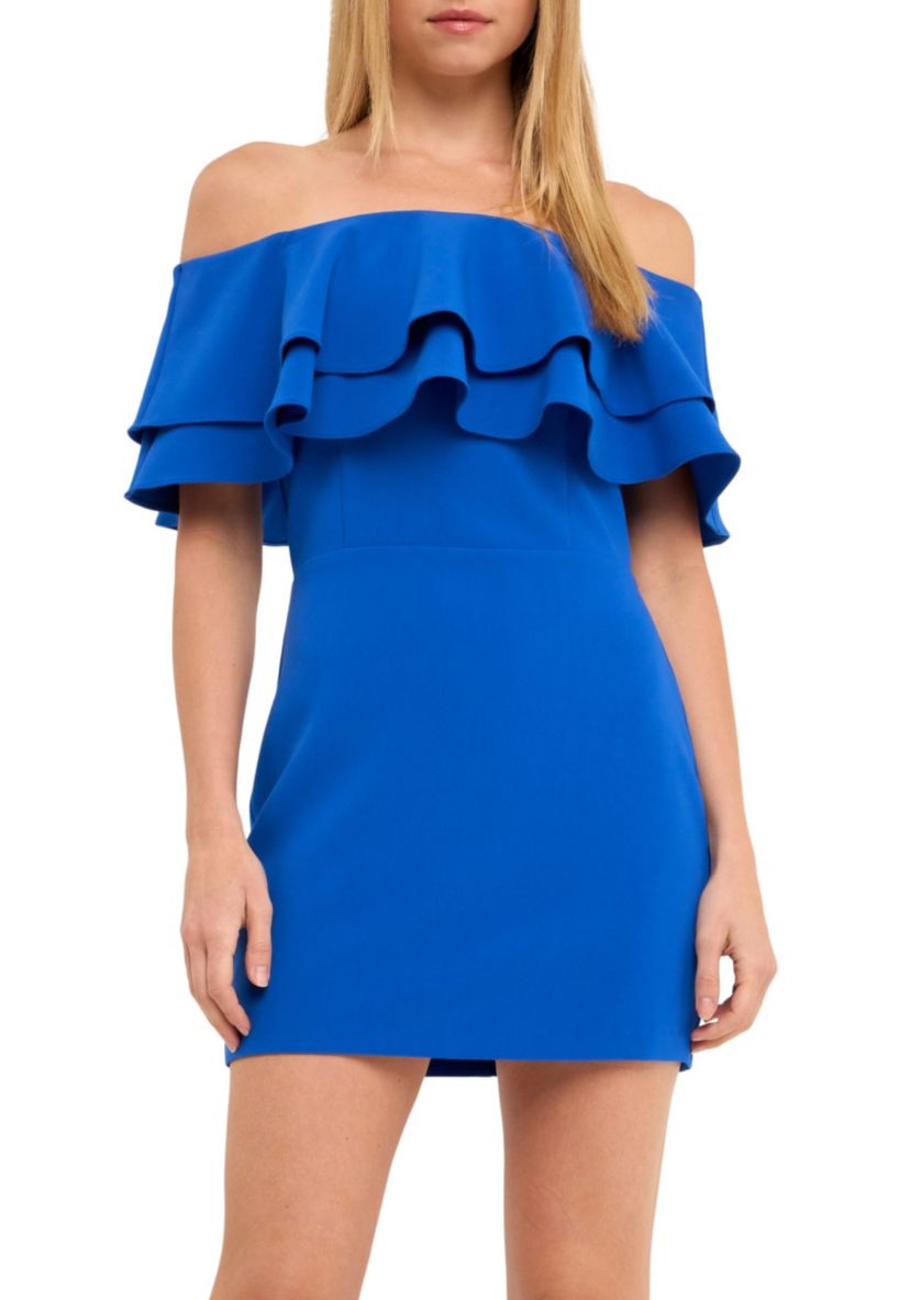 Ruffled Off Shoulder Mini Dress