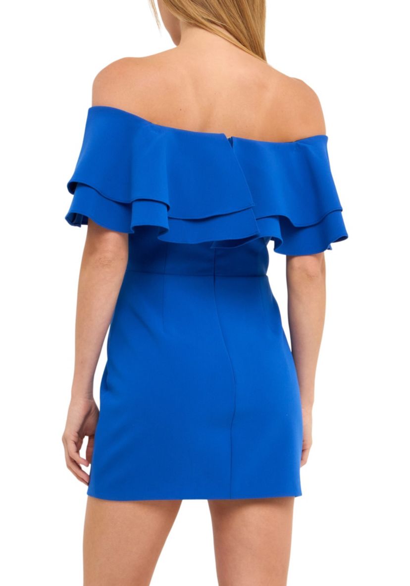 Ruffled Off Shoulder Mini Dress