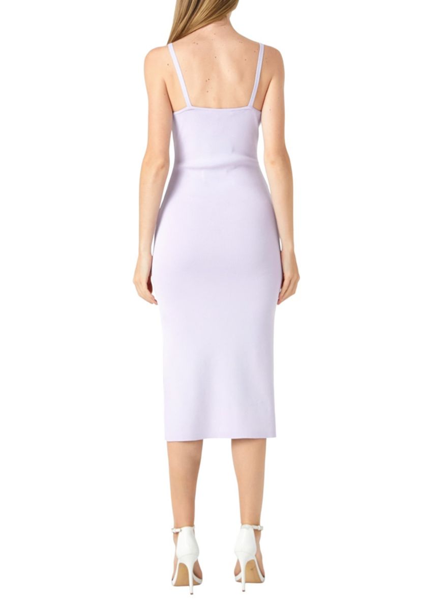 Mixed 3D Flower Knit Midi Dress
