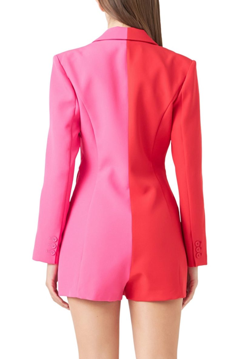 Contrast Blazer Romper