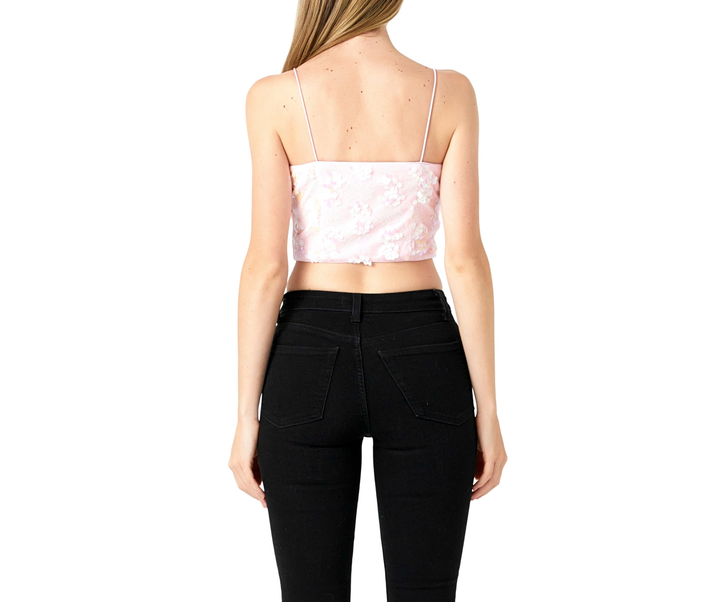 Sequin Feather Sleeveless Top