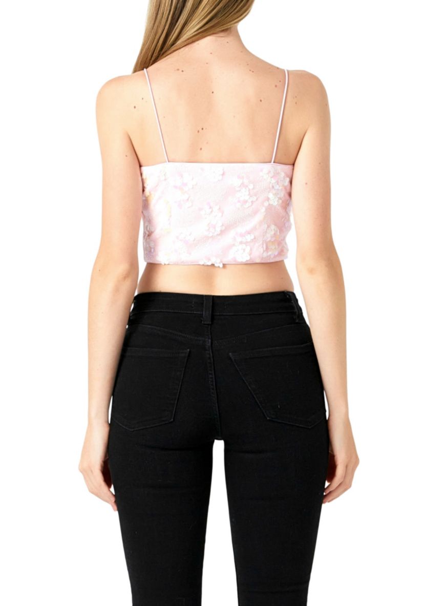 Sequin Feather Sleeveless Top
