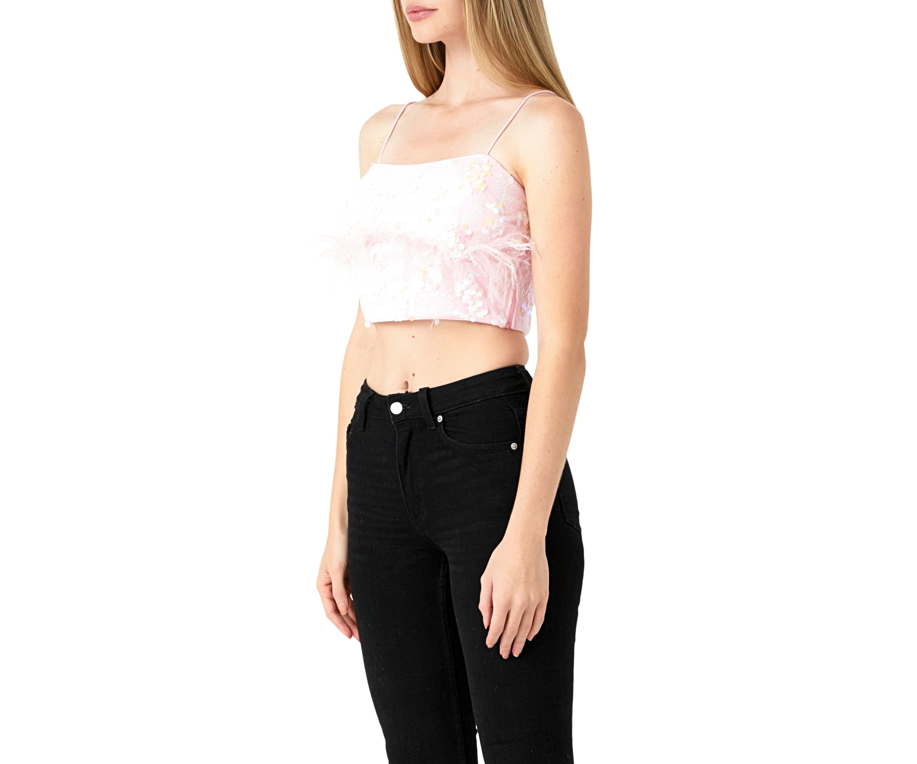 Sequin Feather Sleeveless Top
